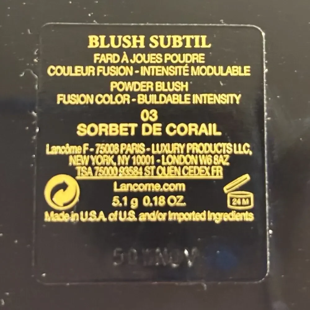 Lancome $34 Blush Subtil Powder 03 Sorbet De Corail NIB